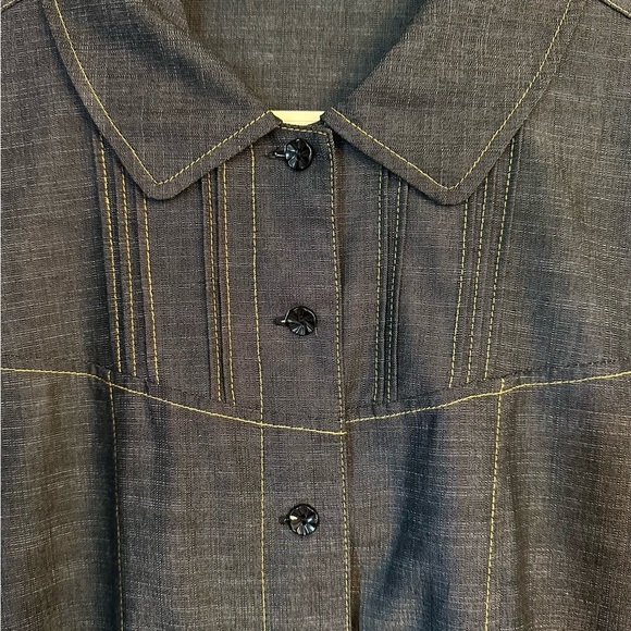 Vintage 1940s 1950s Button Down Denim Vibe Chambray Dress Size Large - Picture 4 of 7